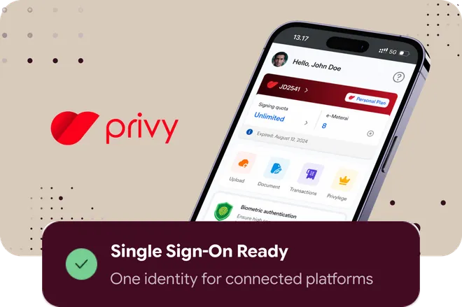 A phone showing the Privy app home screen beside the Privy logo